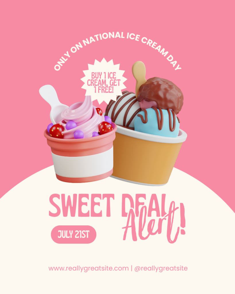 pink and cream playful ice cream promotion instagram post
